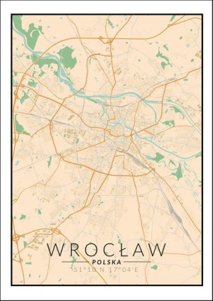 Wrocław mapa kolorowa - plakat 70x100 cm