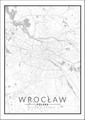 Wrocław mapa czarno biała - plakat 30x40 cm