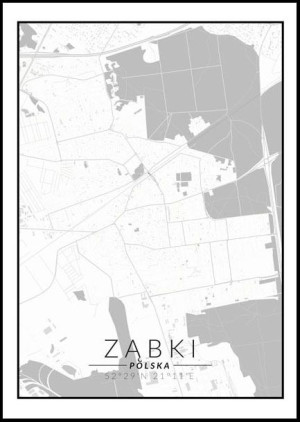 Ząbki mapa czarno biała - plakat 40x50 cm