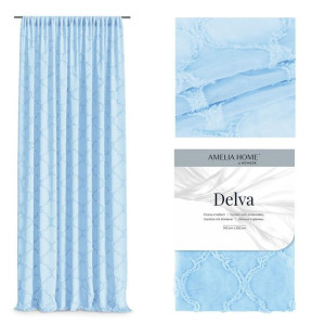 AmeliaHome Firana na taśmie DELVA 140X250 błękitna