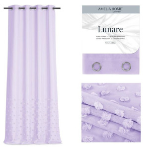 AmeliaHome Firana na przelotkach LUNARE 140X270 lawendowa