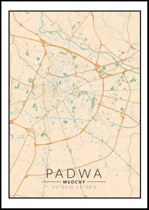 Padwa, Włochy mapa kolorowa - plakat 42x59,4 cm