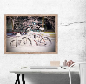 Zimowe rowery - plakat 42x29,7 cm