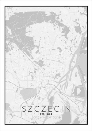 Szczecin mapa czarno biała - plakat 61x91,5 cm