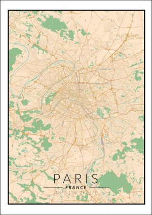 Paris mapa kolorowa - plakat 61x91,5 cm