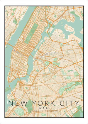 Nowy Jork mapa kolorowa - plakat 40x50 cm