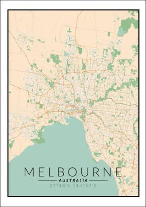 Melbourne mapa kolorowa - plakat 61x91,5 cm