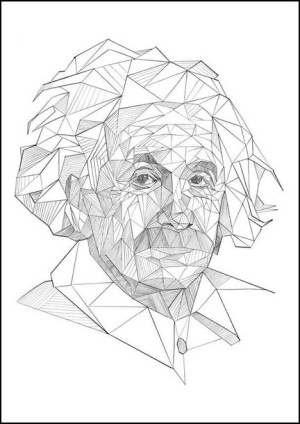 Geometryczny Albert Einstein - plakat 61x91,5 cm