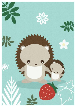 Zaczarowany las jeze pistacjowe tlo - plakat 40x60 cm