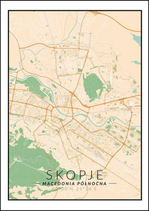 Skopje mapa kolorowa - plakat 40x50 cm