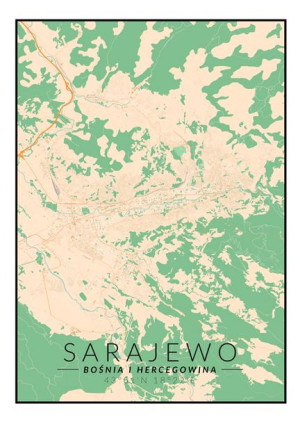 Sarajewo mapa kolorowa - plakat 70x100 cm