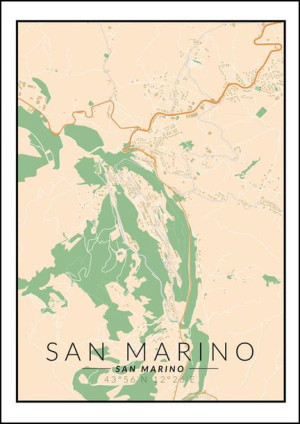 San Marino mapa kolorowa - plakat 42x59,4 cm