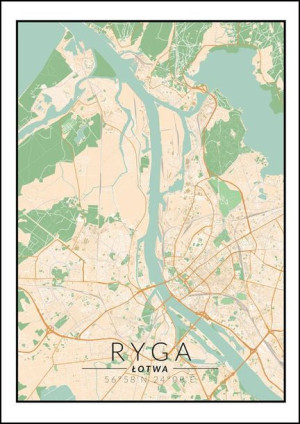 Ryga mapa kolorowa - plakat 29,7x42 cm