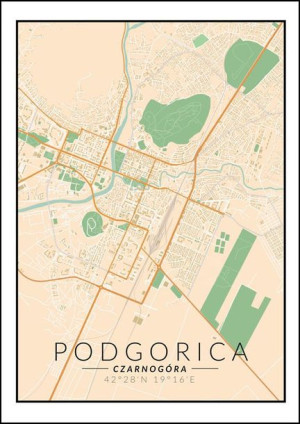Podgorica mapa kolorowa - plakat 60x80 cm