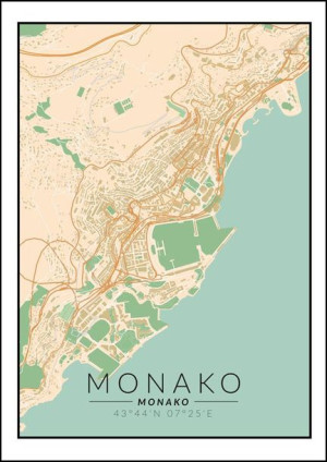 Monako mapa kolorowa - plakat 59,4x84,1 cm