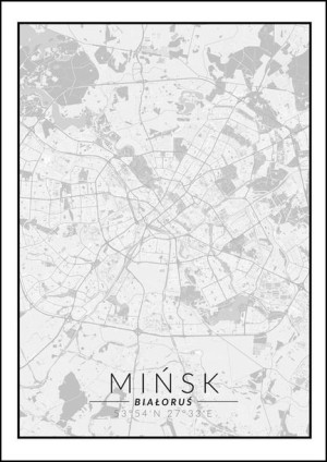Mińsk mapa czarno biała - plakat 50x70 cm