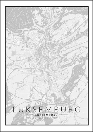 Luksemburg mapa czarno biała - plakat 21x29,7 cm