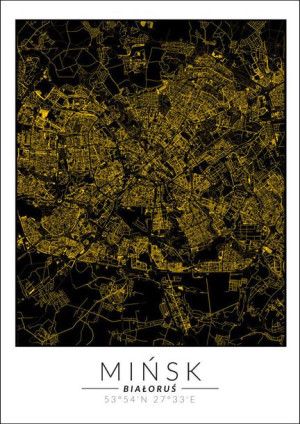 Mińsk złota mapa - plakat 50x70 cm