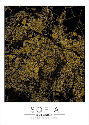 Sofia złota mapa - plakat 40x50 cm