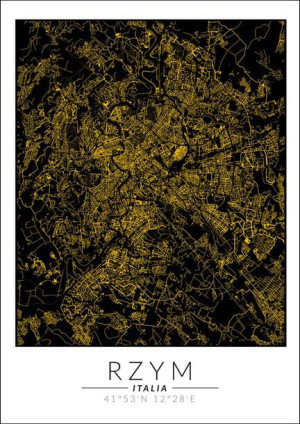 Rzym złota mapa - plakat 30x40 cm
