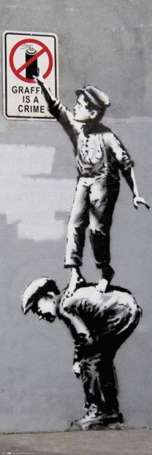 Banksy Grafitti Is A Crime - plakat 53x158 cm