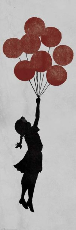 Banksy Dziewczynka i Czerwone Baloniki - plakat 53x158 cm