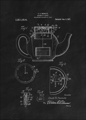 Patent Dzbanek na herbatę Projekt z 1917, black - plakat 40x50 cm