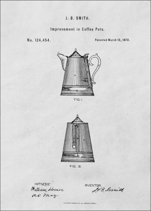 Patent Dzbanek na Kawę Projekt z 1872 - plakat 40x60 cm