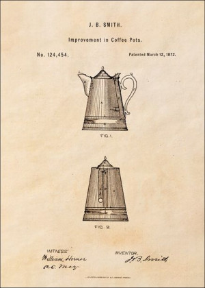 Patent Dzbanek na Kawę Projekt z 1872 - plakat 50x70 cm