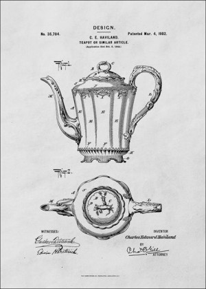 Patent Haviland Dzbanek na herbatę Projekt z 1902 - plakat 40x50 cm