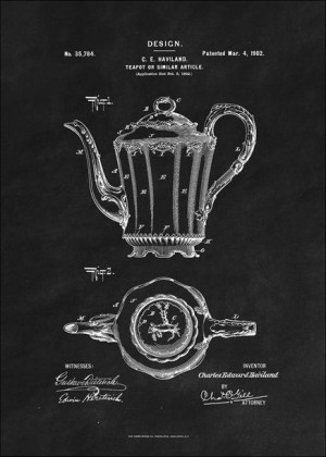 Patent Haviland Dzbanek na herbatę Projekt z 1902, black - plakat 40x60 cm