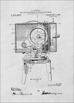Patent Kamera Filmowa Projekt z 1916 - plakat 60x80 cm