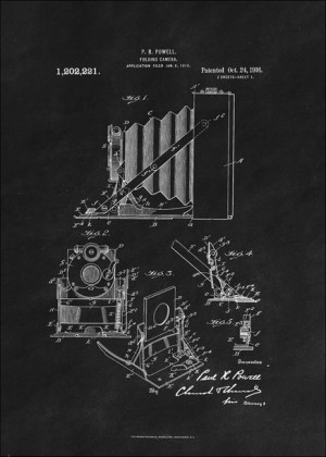 Patent Kamera Składana Projekt z 1916, black - plakat 29,7x42 cm