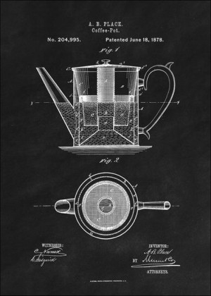 Patent Kawiarka Projekt z1878, black - plakat 29,7x42 cm