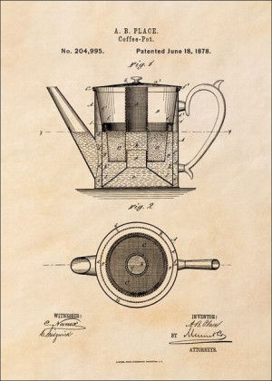 Patent Kawiarka Projekt z1878, sepia - plakat 61x91,5 cm