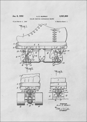 Patent Łyżworolki Projekt z1952 - plakat 40x50 cm
