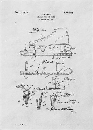 Patent Łyżwy Projekt z 1925 - plakat 70x100 cm