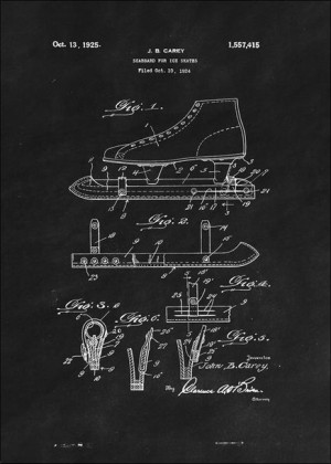 Patent Łyżwy Projekt z 1925, black - plakat 61x91,5 cm