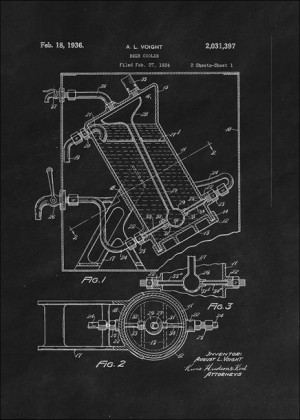 Patent Ochładzacz do Piwa Projekt z 1936, black - plakat 61x91,5 cm