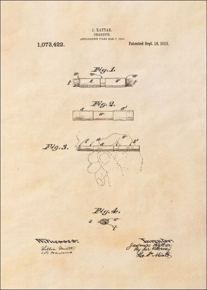 Patent Papieros Projekt z 1913, sepia - plakat 50x70 cm