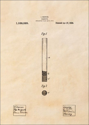 Patent Papieros Projekt z 1920, sepia - plakat 60x80 cm