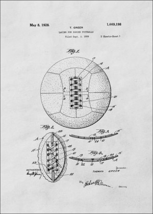 Patent Retro Piłka Nożna projekt z 1926 - plakat 40x50 cm
