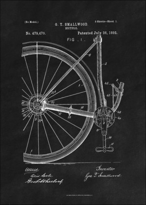 Patent Rower Projekt z 1892, black - plakat 50x70 cm
