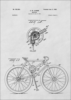 Patent Rower Projekt z 1902 - plakat 20x30 cm