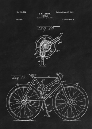Patent Rower Projekt z 1902, black - plakat 40x50 cm