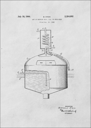 Patent Sztuka Warzenia Piwa Projekt z 1944 - plakat 30x40 cm