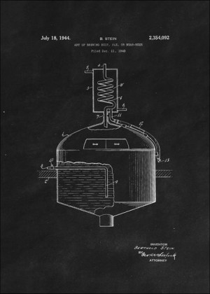 Patent Sztuka Warzenia Piwa Projekt z 1944, black - plakat 60x80 cm
