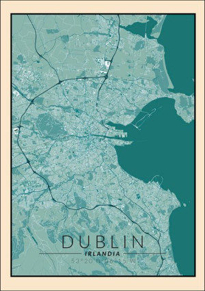 Dublin mapa vintage - plakat 61x91,5 cm