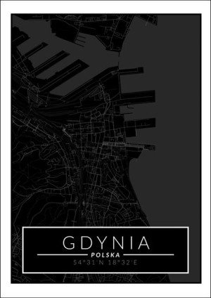 Gdynia mapa dark - plakat 61x91,5 cm