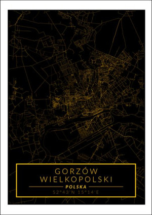 Gorzów Wielkopolski mapa złota - plakat 21x29,7 cm